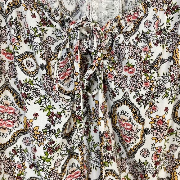 SADIE & SAGE FLORAL OFF SHOULDER CROP TOP PUFF SLEEVE SIZE M - Picture 5 of 9